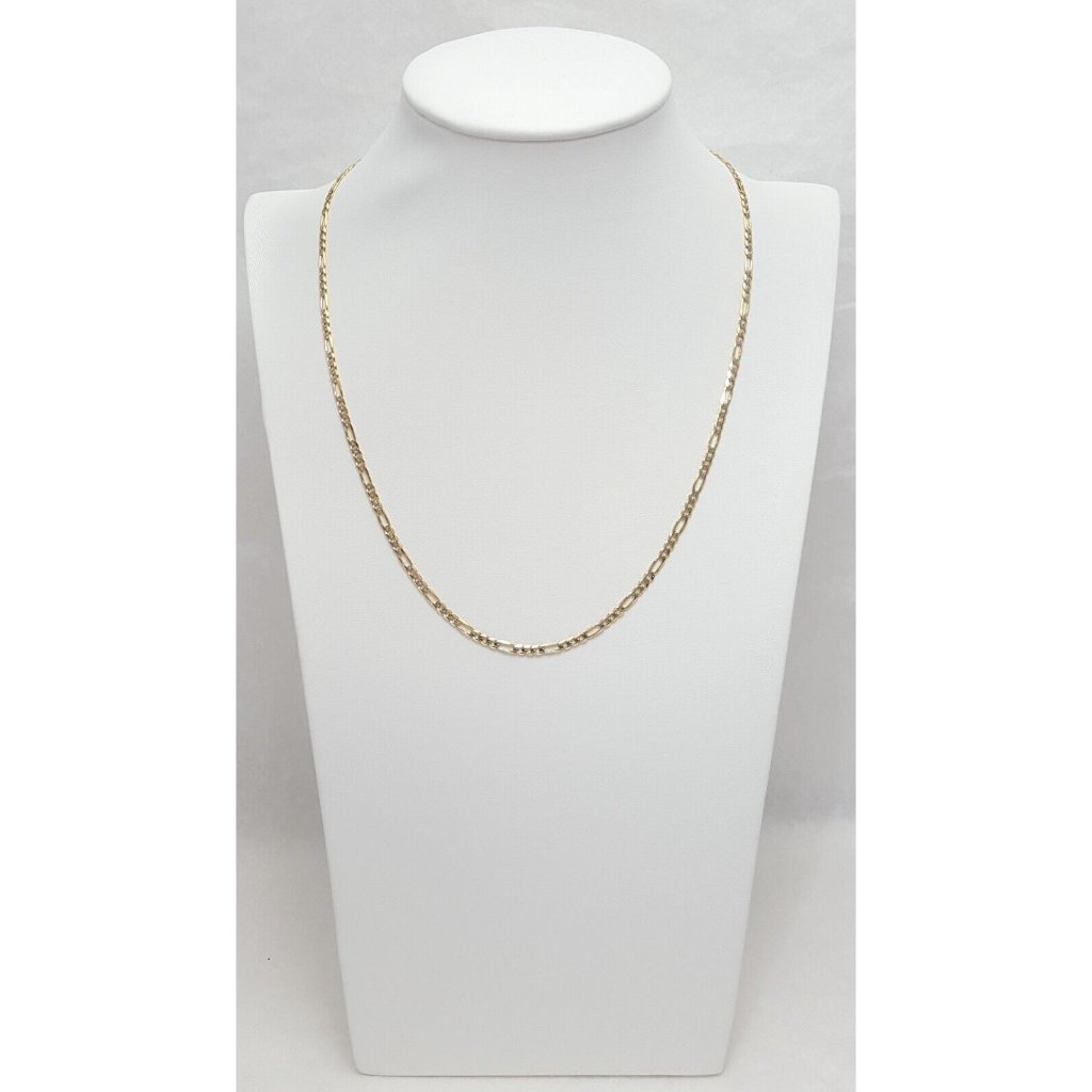 14k Two Tone Multi Color Gold Designer Diamond Cut Figaro Link Chain Necklace